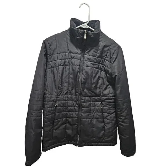 Land's End Black Puffer Jacket Fleece-lined Size XS 2 4 Women's - Picture 1 of 11